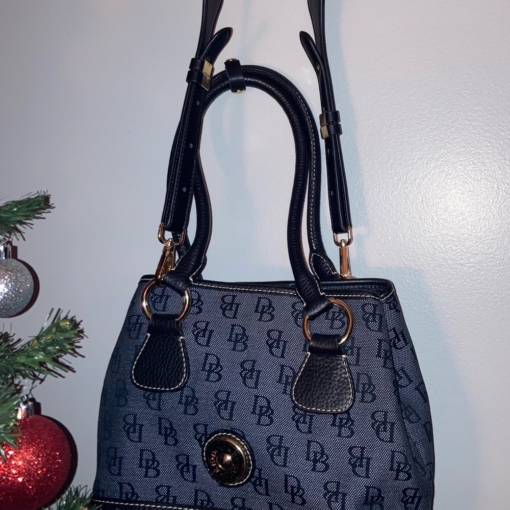 Dooney & Bourke (Navy) Vintage Monogram Tote with Detachable Shoulder Strap - Picture 14 of 14
